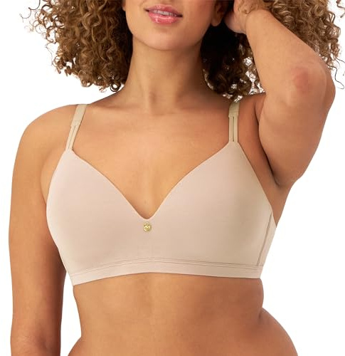 Maidenform Women's Wireless T-Shirt Bra, Everyday Luxe T-Shirt Bra, Wireless Convertible Bra Evening Blush