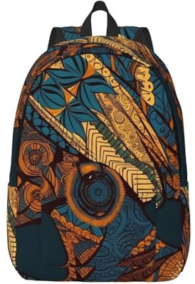 VducK Canvas-Rucksack für Damen, Herren, lässiger Tagesrucksack, für Damen in bunten Kopftüchern, Wanderrucksack, Outdoor-Reisetasche, Schwarz , S