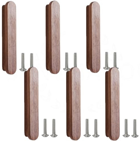 Möbelknopp 6 stycken stycken Formad skåpdörr Handtag i massivt trä Möbel Lådskåp Trähandtag Svart Valnöt 96mm