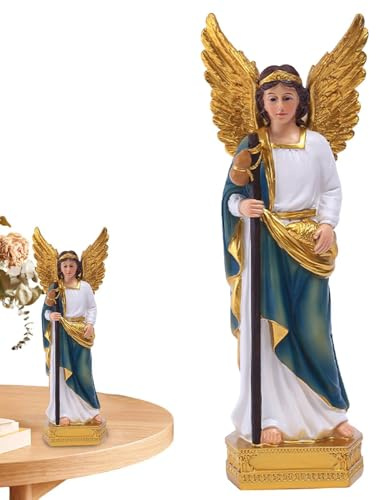 Decorazione Da Tavola Con Angelo - Statua In Resina Di San Raffaele Arcangelo | Statuetta Natalizia Per Forniture Festive Per Mobili TV, Comodini, Scaffali, Scrivanie