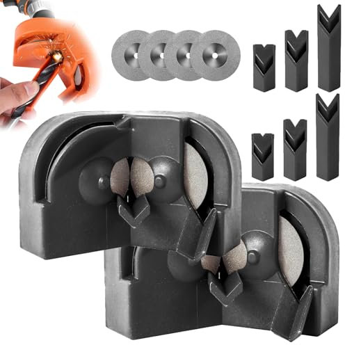 Drill Bit Sharpener, Multipurpose Drill Bit Grinding Sharpener, Drill Bit Sharpening Tool Jig for All Bits, Afilador De Brocas Para Metal With 2 Grinding for Hss Masonry Carbide Metal (2*Black)