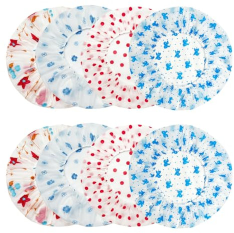 8 Stücke Elastische Duschhaube, Wiederverwendbare Wasserdichte Duschhauben, Geeignet für Frauen, Reise, Heimgebrauch