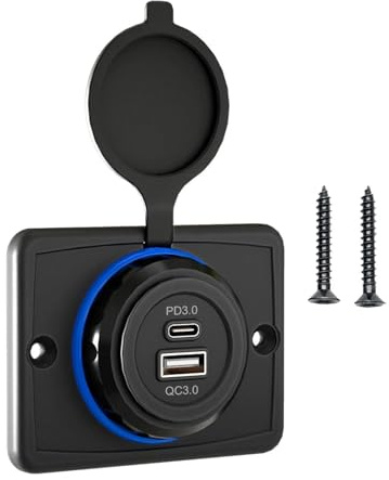Caricatore USB Di Auto | QC3.0 Società Di Caricabatterie Per Auto A Carica Rapida | USB C USB C OUTTENZA, USBLET USB 12V Impermeabile, Adattatore Socket Con Interruttore Di Alimentazione Per Auto A Ca