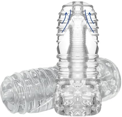 ZERKOR Transparent Male Masturbator, Soft Dual Ended Manual Adult Toy, Tapered Channel and Realistic Textured Pussy Ass Masturbating Stroker, Masturbation Cup Sex Toy for Straight Gay Men