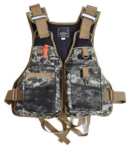 YAMNYSS Large Buoyancy Vest, Adult Fishing Swimming Kayak with Reflective & Cross Belt Adjustable Floatation Aid Life Jacket,Green,One Size