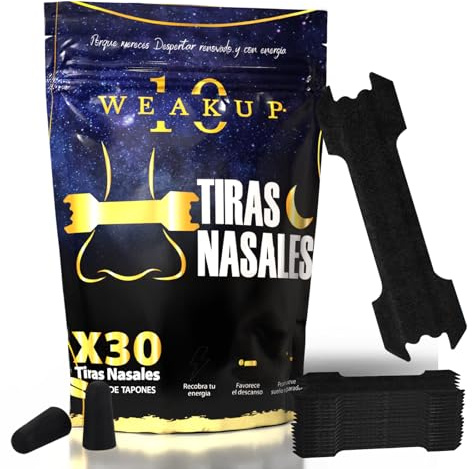WEAKUP10® 30 Tiras Nasales Hipoalergénicas | Antironquidos Para Dormir | No Más Ronquidos Con Mouth Tape y Myotape (30 TIRAS NASALES)