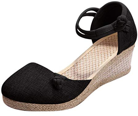 Alpargatas Mujer Cuña Alpargatas Plataforma Comodas Sandalias Cerradas Esparto Verano Cierre De Hebilla De Vestir Tacon Yute Zapatos Elegantes Antideslizantes Moda Sandalia Casual Novia Fiesta Ofertas