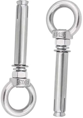 2 Pcs Eye Bolts with Ring, M8 Eye Bolt Anchor Bolts 304 Stainless Steel Wall with Nut Washer Expansion Concrete Anchor Bolts Masonry Concrete Screws (M8 x 70 mm)