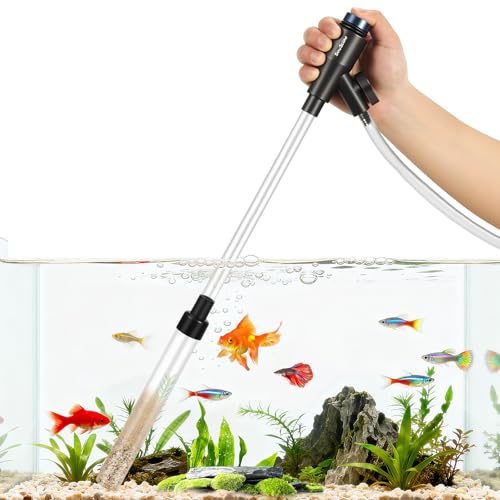SOUSLOW Mini Limpiador de Grava para Acuario 4 en 1, Kit de Limpieza de Peceras, Pequeño Cambiador de Agua con Sifón para Acuarios con Caudal Regulable, Adecuado para Peceras de Peces y Tortugas