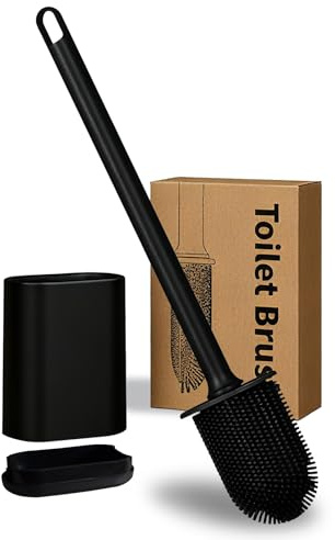 Brosse WC pour Montage Mural, en Silicone, avec tête Plate et Flexible, Brosse WC pour Salle de Bain avec Brosse de séchage Turbo