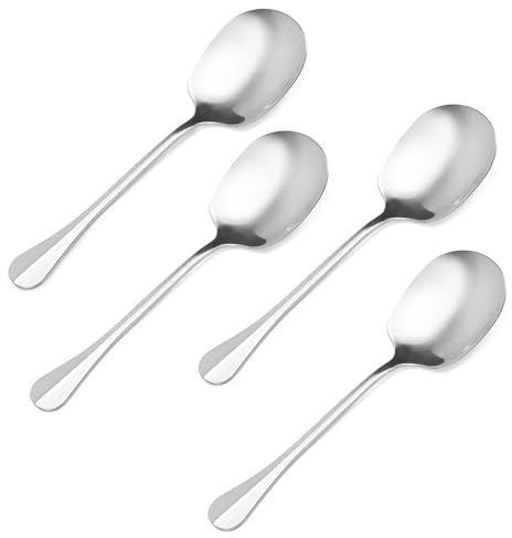 MumdoYAL Lot de 4 Cuillères de Service Inox, Cuillère Longue 21×5,8 cm, Grande Cuillère à Servir Acier Inoxydable, Ustensiles de Service pour Cuisine, Buffet, Restaurant ou Salade