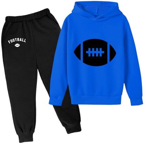 Trainingsanzug Kinder Jungen Jogginganzug Tracksuit Langarm Set Sportanzug Outfit Kinder-Hoodie-Sweatshirt Jogginghose, Pullover-Hoodie-Set, Trainingsanzug, 2-teilige Outfits (Blue, 9-10 Years)