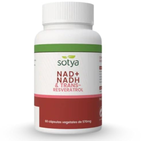 SOTYA NAD+ y Trans Resveratrol en 60 Cápsulas Vegetales de 570mg. NAD Trans Resveratrol Complemento Alimenticio que Combate el Envejecimiento, Cuida la Piel y Potencia la Energía Celular.