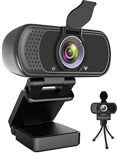 HZQDLN 1080P Webcam with Microphone, HD Webcam Web Camera with Tripod Stand, Widescreen USB Computer Camera, Streaming Mic Web cam for Online Calling/Conferencing,Facetime/YouTube Desktop Laptop PC