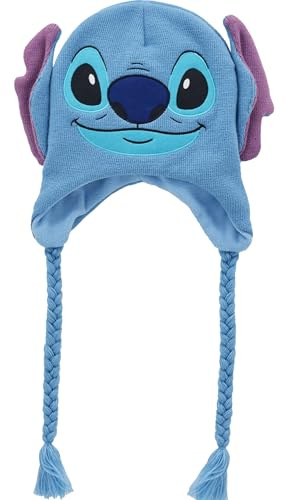 Disney Lilo and Stitch Winter Beanie Hat Knitted Stocking Cap Bonnet, Bleu, Taille Unique Mixte