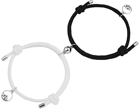 Aucuu Bracelet Magnétique de Couple, Aimanté Réglable d'Amitié, Attraction Mutuelle Tressé en Corde pour Meilleurs Amis, Copines, Soeurs