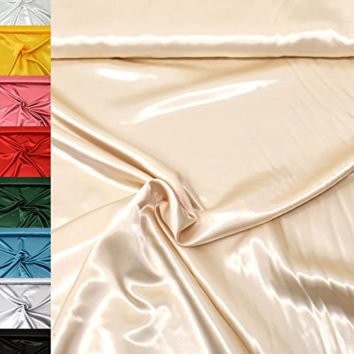 MAGAM-Stoffe 1m Estelle Satin Stoff uni ideal für Kleidung und Deko Meterware (20. Beige)