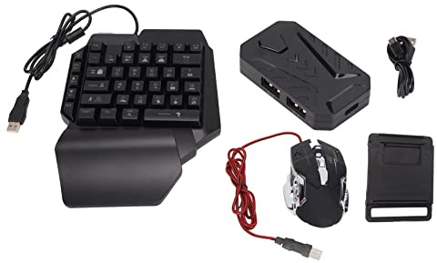 Clavier de Jeu Mécanique Filaire à une Main et souris avec Convertisseur, Clavier Dégradé LED RVB, souris à 6 Boutons pour Switch/PS4/PS3(Mélange léger+F6+G2)