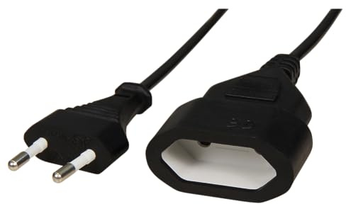MC Power - Netzkabel Verlängerungskabel 5 Meter | Steckdosenverlängerung Eurostecker - Euro-Kupplung Typ-C Stromkabel-Verlängerung für Haushaltsgeräte, Elektrogeräte schwarz