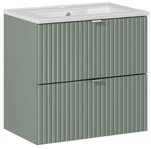 Lomadox Lavabo da bagno con lavabo in ceramica, 60 cm, colore verde