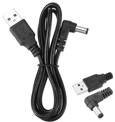 QUARKZMAN 2 stycken USB till DC strömkabel 2 A 5 V DC strömkabel 5,5 mm x 2,1 mm vinkelkontakt laddningskabel adapter för fläkt, kamera, telefon, surfplatta enheter (1 m, svart)