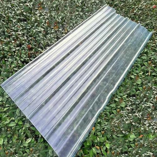 Lot de 16 plaques de toiture ondulées résistantes aux chocs et à la chaleur - 2 mm - En fibre de verre - Protection contre les UV, la pluie, la neige - Vis incluses - Taille : 0,9 x 1,2 m