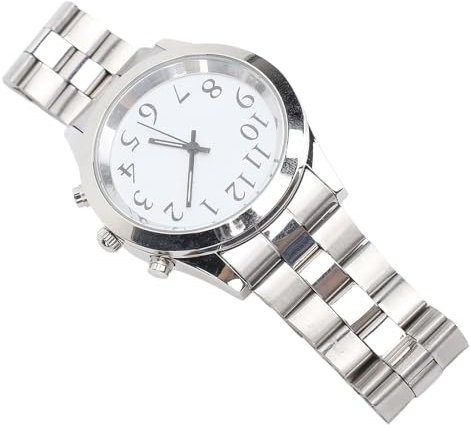 ZJchao Orologio Parlante Ad Alto Volume, Quadrante Grande, Cinturino Elastico in Acciaio Inossidabile, Ideale per Anziani Non Vedenti, Facile Usare, Impostazione con un, Promemoria