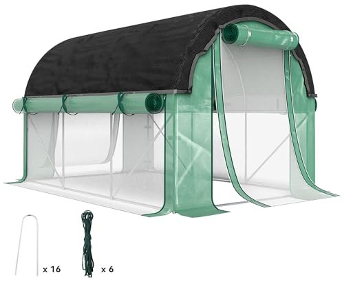 Outsunny Serre en Film Plastique 3 x 2 x 2 m avec 6 fenêtres, Portes à enroulement, parois latérales enroulables, Tunnel en Film Plastique résistant aux UV, Serre à tomates résistante à l'hiver avec
