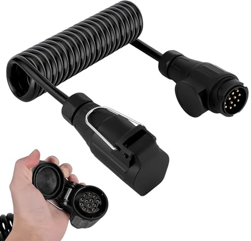 WIYETY Adattatore per rimorchio a 13 poli, 2 m, cavo di prolunga per rimorchio, spina a 13 poli, cavo rimorchio a 13 poli per auto, rimorchi, barche, camion, caravan, roulotte