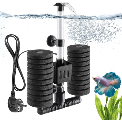 AQQA Filtro per acquario, pompa interna elettrica per acquario, 5 W, silenzioso, sommergibile, con filtrazione multistadio, per acquari fino a 150 l