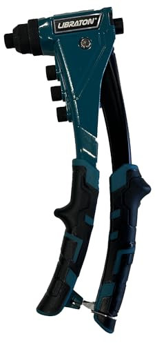 LIBRATON Remachadora Manual, Remachadora de Alta Resistencia, Remachadora Manual Profesional, Pistola Remachadora con 160 Remaches, Incluye 4 Brocas HSS, 4 Boquillas Intercambiables, con Caja