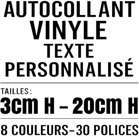 Lot de 2 Autocollant Texte Personnalisé – Sticker Vinyle pour Voiture, Moto, Vélo, Casque, Pare-brise, Skateboard, Pelle