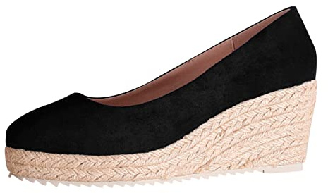 Espadrillas da donna con zeppa, punta chiusa, eleganti sandali con zeppa e plateau, comodi sandali a blocco, scarpe da passeggio