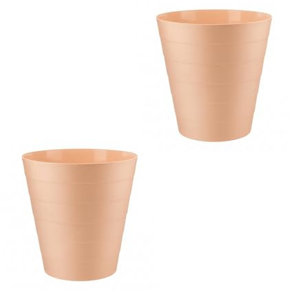 Homeshopa Plastic Waste Paper Bin, 2 Pack Peach 6L Round Waste Basket Trash Can, Lightweight Rubbish Bin for Kitchen, Bedroom, Bathroom, Open-Top, Ourdoor Gargabe Dustbin