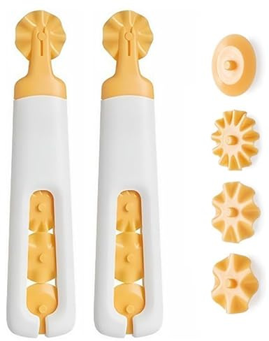 Italian Pasta Cutter with 4 Replaceable Roller Cutters, White and Yellow, Professional Pastry Dough Tool for Baking