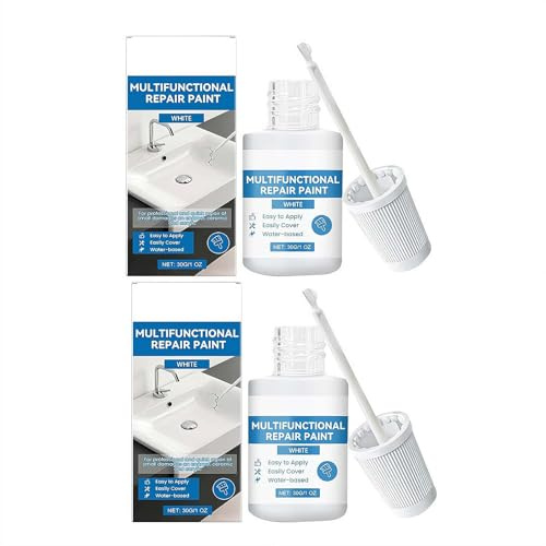 White Touch Up Paint Pen, White Paint for Cabinets, Walls, Wood & More | Scratch Repair for Furniture, Doors, Appliances & Metal, 1.5 Fl Oz Semi-Gloss (2pcs)