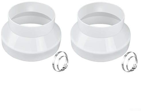 Gdfnmogo 2 reductores de conductos de 8 a 6 pulgadas con abrazaderas de manguera de acero inoxidable 304, ventilación de plástico ABS para ventilador de escape Baroom y para