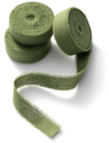 CHUQING Cinta de algodón para lazos de boda ramos y regalos 3 rollos 1,5 cm x 6,3 m Verde oliva