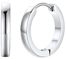 FaithHeart Huggie kreoler örhängen för män kvinnor örhängen rostfritt stål helix piercingar vikbara creoler öronpiercing örhängen hoop örhängen innerdiameter 14 mm, i silver