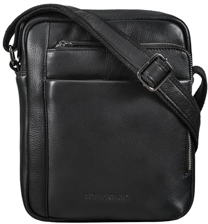 STILORD 'River' Umhängetasche Schultertasche Leder Messenger Bag Klein Herrentasche DIN A5 Ledertasche Vintage Crossbody Tasche Echtleder, Farbe:schwarz