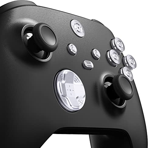 eXtremeRate Boutons pour Xbox Series X/S Manette, Boutons Métal de Remplacement D-Pad ABXY Start Back Share pour Xbox Series S/X Controller, Argent