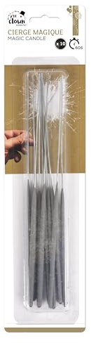 P'TIT Clown - 41114 - Cierges Magiques - Lot de 10 - Accessoires pour Fêtes Anniversaires, Mariages, Noël, Nouvel an, Décoration Gâteaux - Durée d'illumination Environ 45 Secondes - F1-28 cm