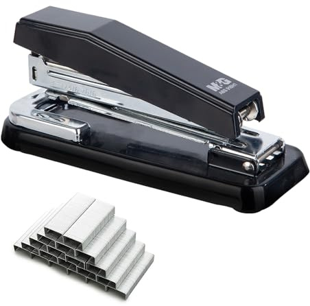 M&G Desktop Stapler Swing-Arm Stapler with 50 Sheet Capacity, 180 Rotation Design, Swivel Stapler with 1000 Staples for Booklet Binding, Durable Staplers for Office School Home (Black)