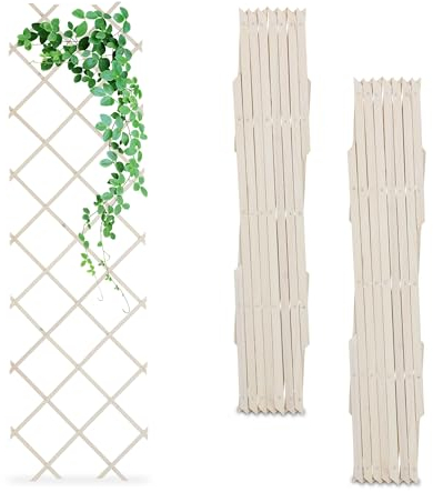 Relaxdays Grigliato in Legno per Rampicanti Allungabile 180x60 cm, Set 3 Tralicci Piante da Giardino e Balcone, Bianco, 180 x 60 x 1.5 cm