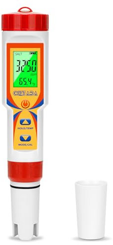 CIZTADA Pool Water Tester 5 in 1 Digital Salt and pH Tester for Saltwater Pool Hot Tub Spas Multi-Functional Salt pH TDS EC Meter for Swimming Pool Aquarium Hydroponics