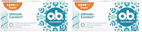 o.b. Assorbenti Interni ProComfort Super, Assorbenti facili da applicare e rimuovere ideali per i giorni di flusso intenso, Tamponi interni con trama assorbente, 1 confezione da 32 pezzi