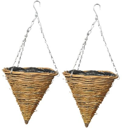 CIMAXIC Lot De 2 Charmants Paniers Suspendus en Rotin Pots De Fleurs en Chlorophytum Élégants Suspendus