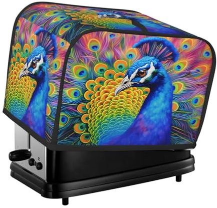 Cubierta para tostadora, 2 rebanadas, cola de pavo real, impermeable, a prueba de polvo, cubierta para electrodomésticos pequeños