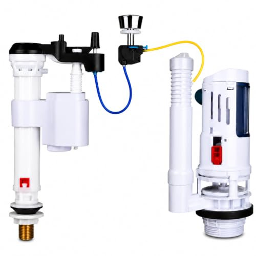 Mecanismo de descarga y llenado WC anti fugas de agua para cisterna de inodoro universal, con cable, doble descarga. (Llenado INFERIOR Ref. 0122401)