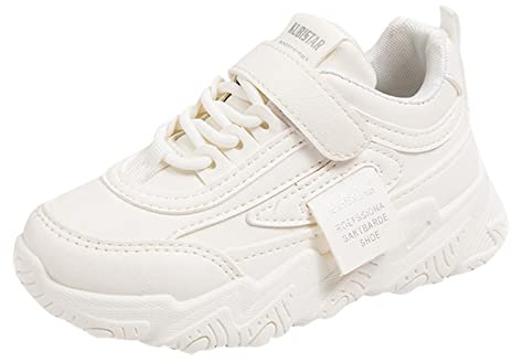 LOIJMK sneakers barn 33 flickor, sportskor löparskor halkfria utomhus sneakers barnskor pojke bekväma inomhusskor sneakers platta tennisskor sommar fritidsskor storlek 26–37, Vit, 36 EU